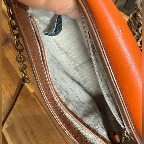 Lauren Ralph Lauren Brown Leather Crossbody Bag - Picture 7 of 14